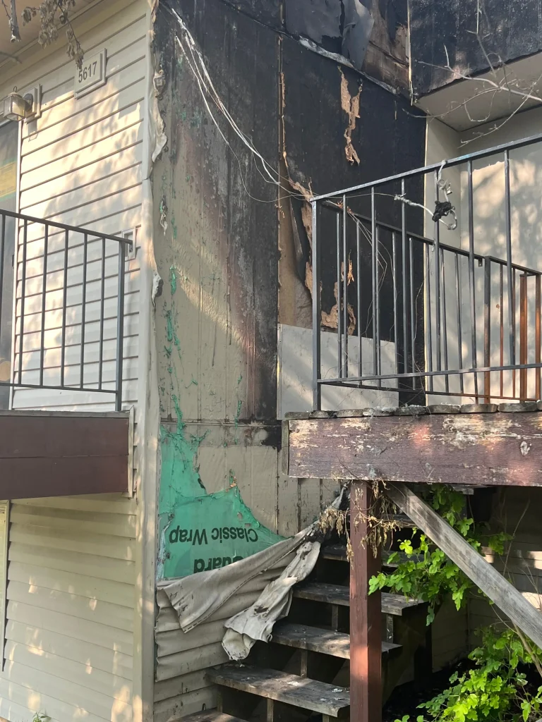Commercial rental property exterior fire damage